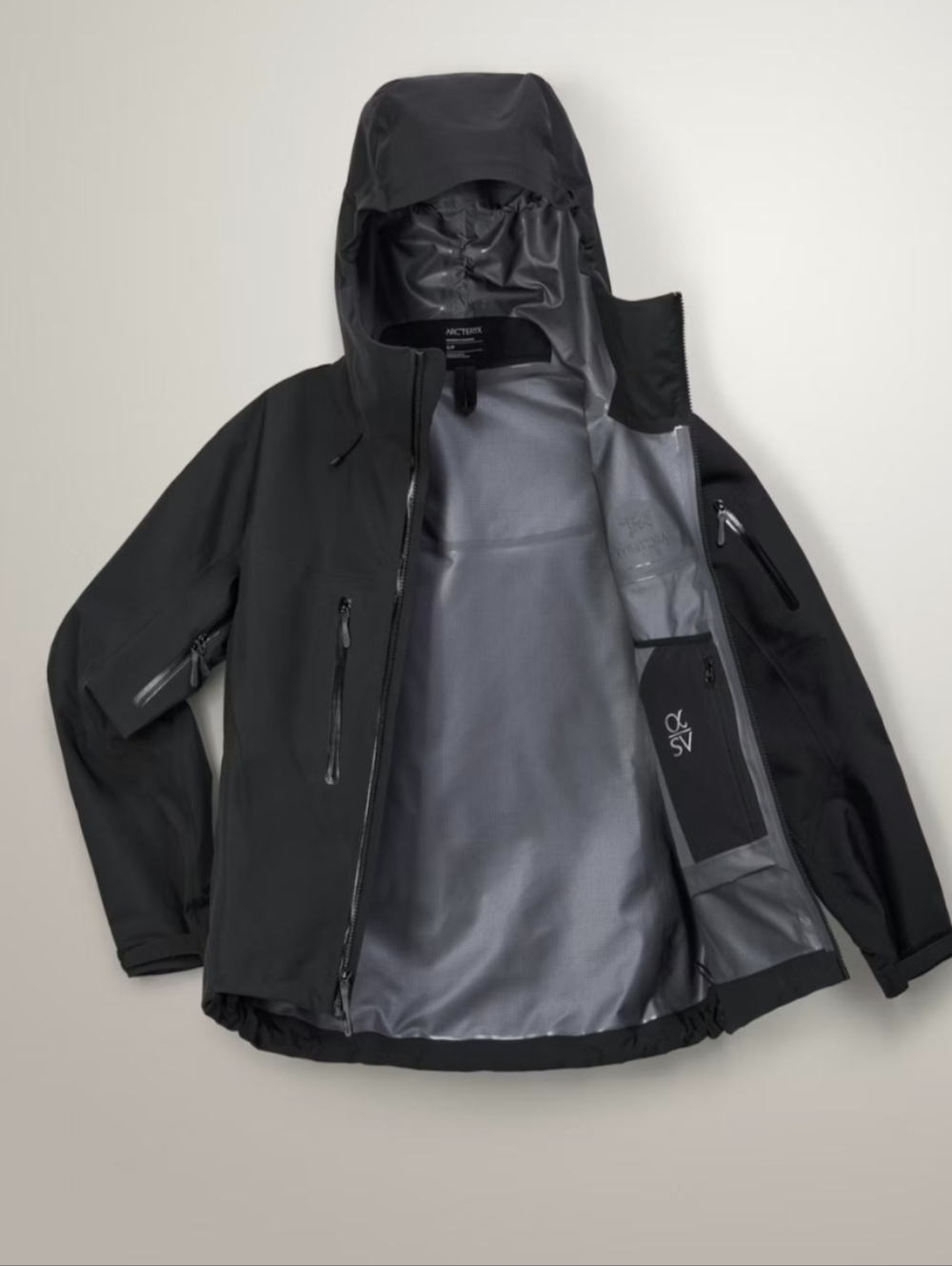 Arc'teryx Black Men's Waterproof Hooded Shell Jacket - Picture 3 of 7